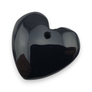 Black agate heart with mounting hole 18x17 mm no 19
