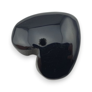 Black agate heart with mounting hole 18x17 mm no 19