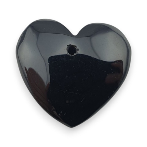 Black agate heart with mounting hole 18x17 mm no 20