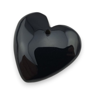 Black agate heart with mounting hole 18x17 mm no 21