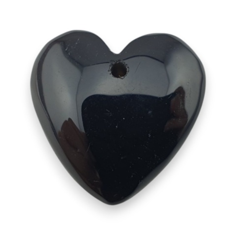 Czarny agat serce z dziurką 18x17 mm nr 21 Czarny agat serce z dziurką 18x17 mm nr 21