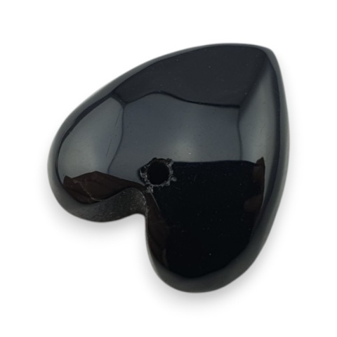 Czarny agat serce z dziurką 18x17 mm nr 22