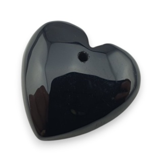 Black agate heart with mounting hole 18x17 mm no 28