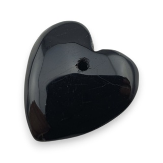 Black agate heart with mounting hole 18x17 mm no 30