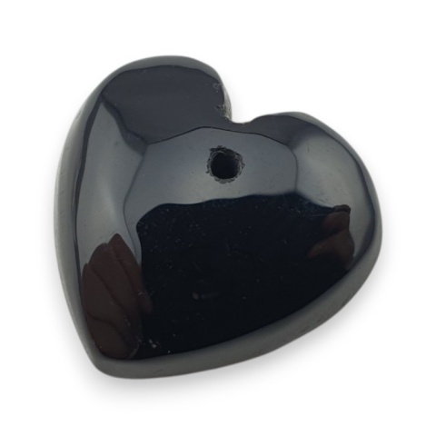 Black agate heart with mounting hole 18x17 mm no 31 Black agate heart with mounting hole 18x17 mm no 31