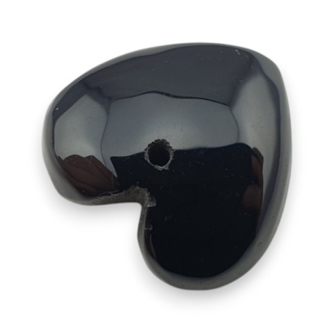 Black agate heart with mounting hole 18x17 mm no 31 Black agate heart with mounting hole 18x17 mm no 31