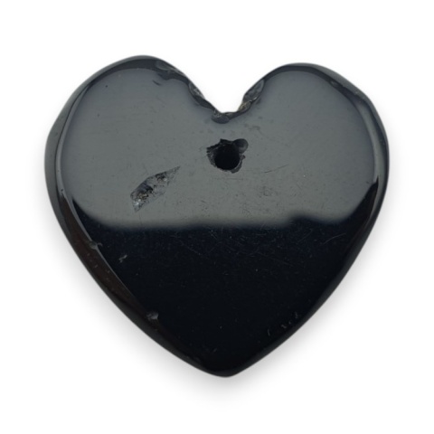 Black agate heart with mounting hole 18x17 mm no 31 Black agate heart with mounting hole 18x17 mm no 31