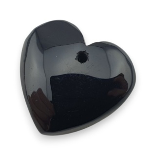 Black agate heart with mounting hole 18x17 mm no 32