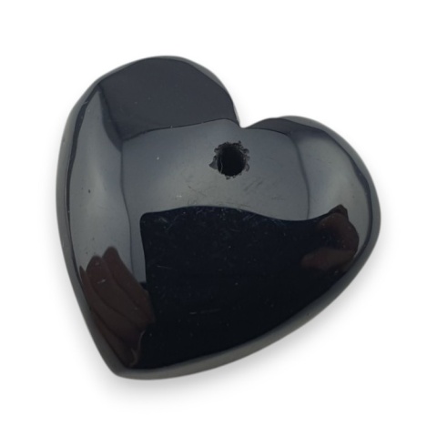 Black agate heart with mounting hole 18x17 mm no 32