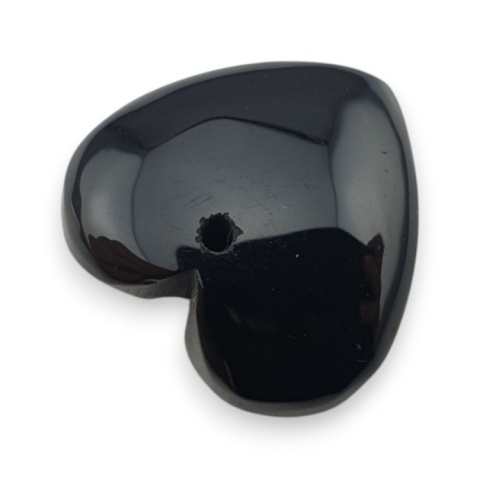 Black agate heart with mounting hole 18x17 mm no 32