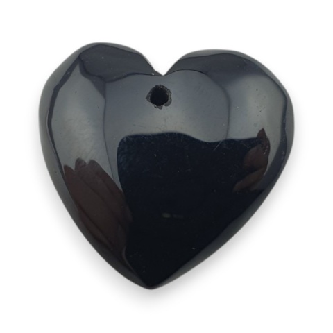 Black agate heart with mounting hole 18x17 mm no 32