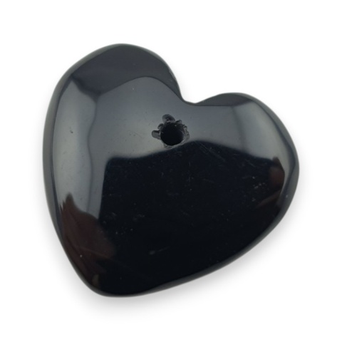 Black agate heart with mounting hole 18x17 mm no 38