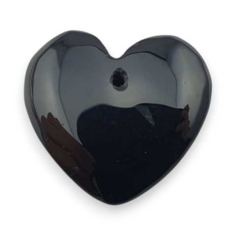 Black agate heart with mounting hole 18x17 mm no 38