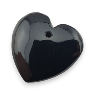 Black agate heart with mounting hole 18x18 mm no 40