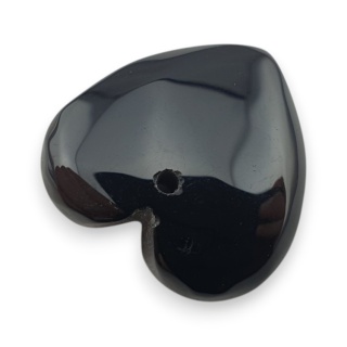 Black agate heart with mounting hole 18x18 mm no 40