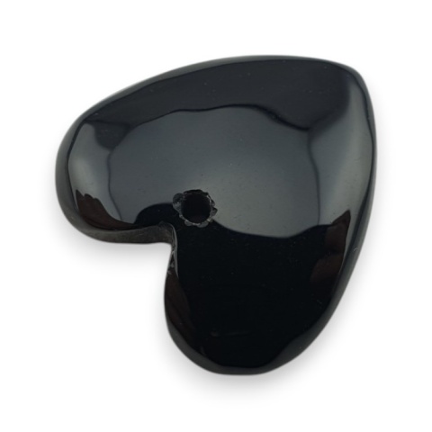 Czarny agat serce z dziurką 18x18 mm nr 43