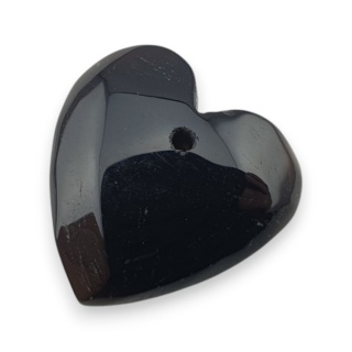 Black agate heart with mounting hole 18x18 mm no 44