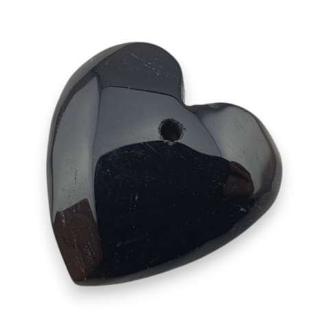 Czarny agat serce z dziurką 18x18 mm nr 44