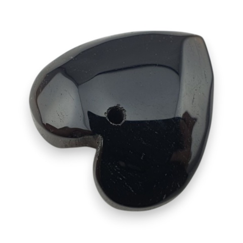 Czarny agat serce z dziurką 18x18 mm nr 44