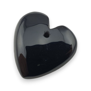 Black agate heart with mounting hole 18x18 mm no 57