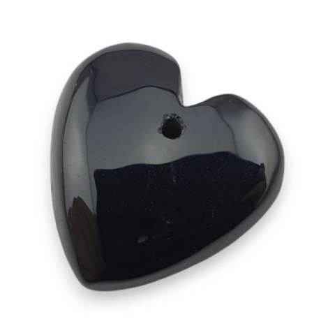 Black agate heart with mounting hole 18x18 mm no 57