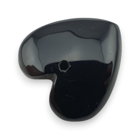 Black agate heart with mounting hole 18x18 mm no 57