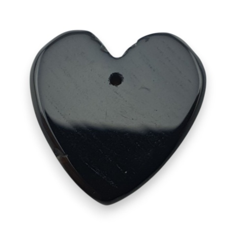 Black agate heart with mounting hole 18x18 mm no 57
