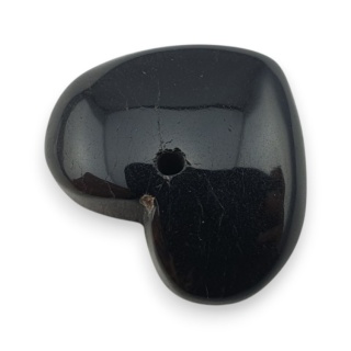 Black agate heart with mounting hole 19x17 mm no 18