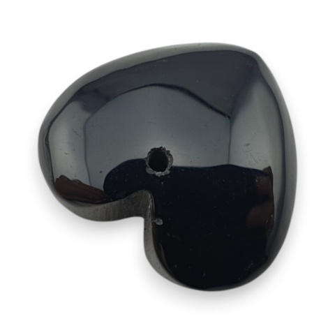 Czarny agat serce z dziurką 19x17 mm nr 24