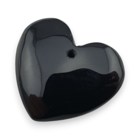 Black agate heart with mounting hole 19x17 mm no 51 Black agate heart with mounting hole 19x17 mm no 51