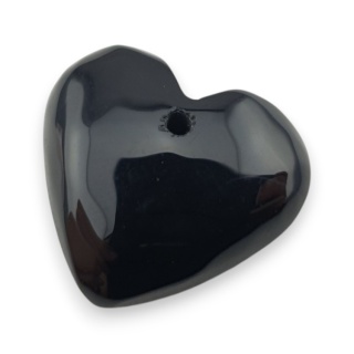 Black agate heart with mounting hole 19x17 mm no 58