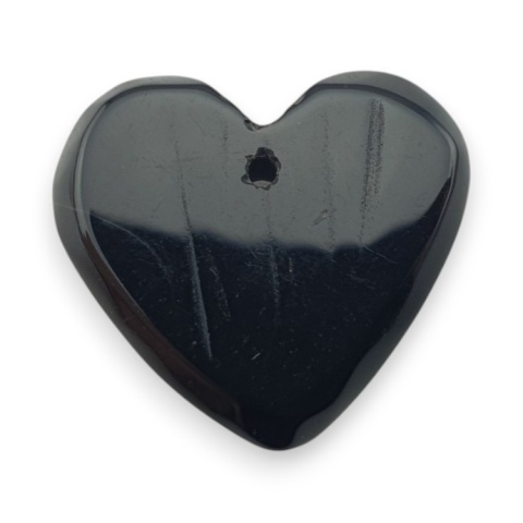 Black agate heart with mounting hole 19x17 mm no 58 Black agate heart with mounting hole 19x17 mm no 58