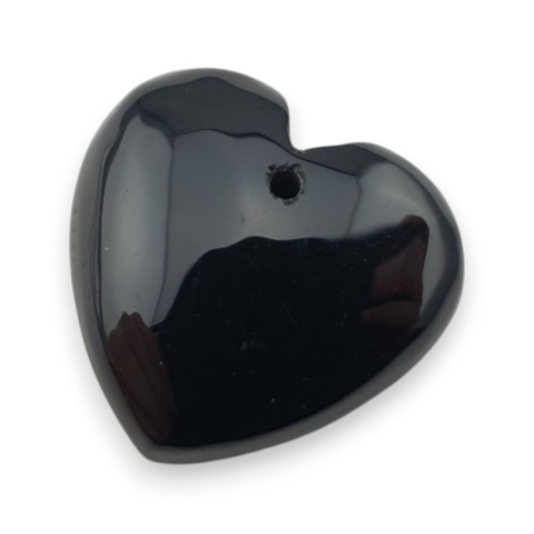 Black agate heart with mounting hole 19x18 mm no 39