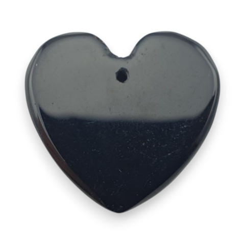 Black agate heart with mounting hole 19x18 mm no 39