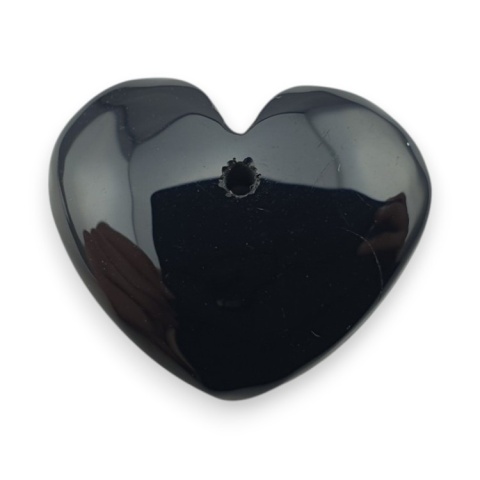 Black agate heart with mounting hole 20x17 mm no 14 Black agate heart with mounting hole 20x17 mm no 14