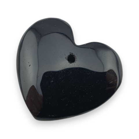 Black agate heart with mounting hole 20x18 mm no 13 Black agate heart with mounting hole 20x18 mm no 13