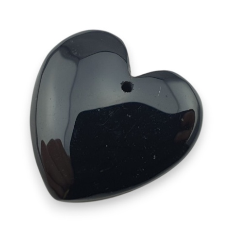 Czarny agat serce z dziurką 20x20 mm nr 15