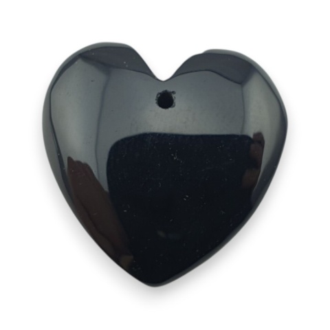 Czarny agat serce z dziurką 20x20 mm nr 15