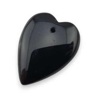 Black agate heart with mounting hole 23x18 mm no 7