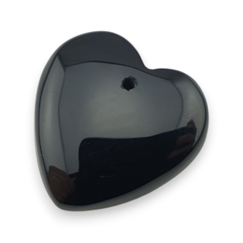 Black agate heart with mounting hole 24x24 mm no 6 Black agate heart with mounting hole 24x24 mm no 6