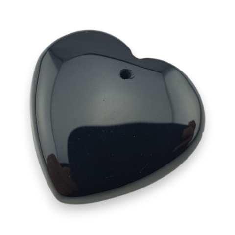 Black agate heart with mounting hole 25x23 mm no 9