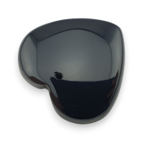 Black agate heart with mounting hole 25x23 mm no 9