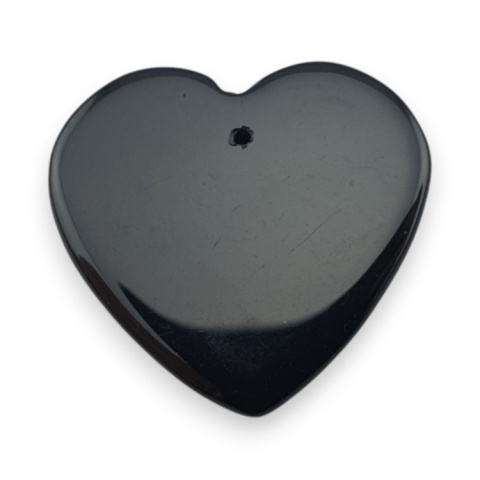 Black agate heart with mounting hole 25x23 mm no 9