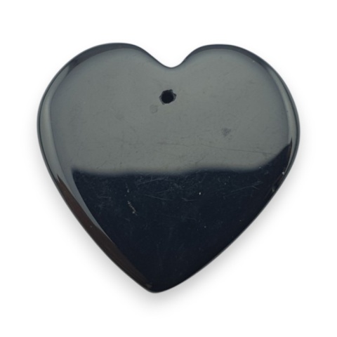 Black agate heart with mounting hole 25x24 mm no 5
