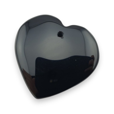 Black agate heart with mounting hole 28x27 mm no 3