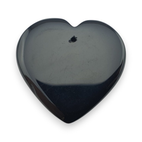 Black agate heart with mounting hole 28x27 mm no 3