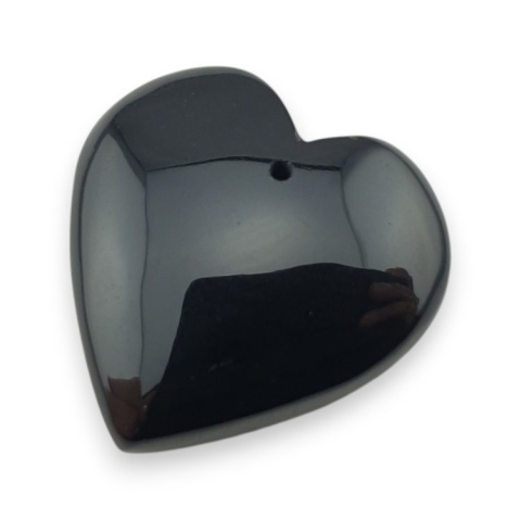 Black agate heart with mounting hole 31x31 mm no 2