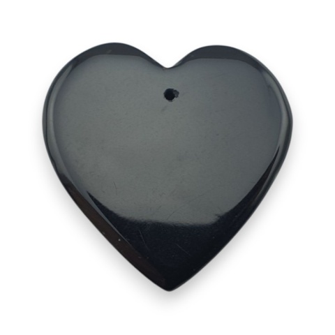 Black agate heart with mounting hole 31x31 mm no 2