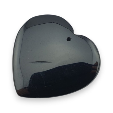 Black agate heart with mounting hole 32x32 mm no 1