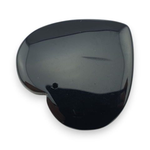 Black agate heart with mounting hole 32x32 mm no 1